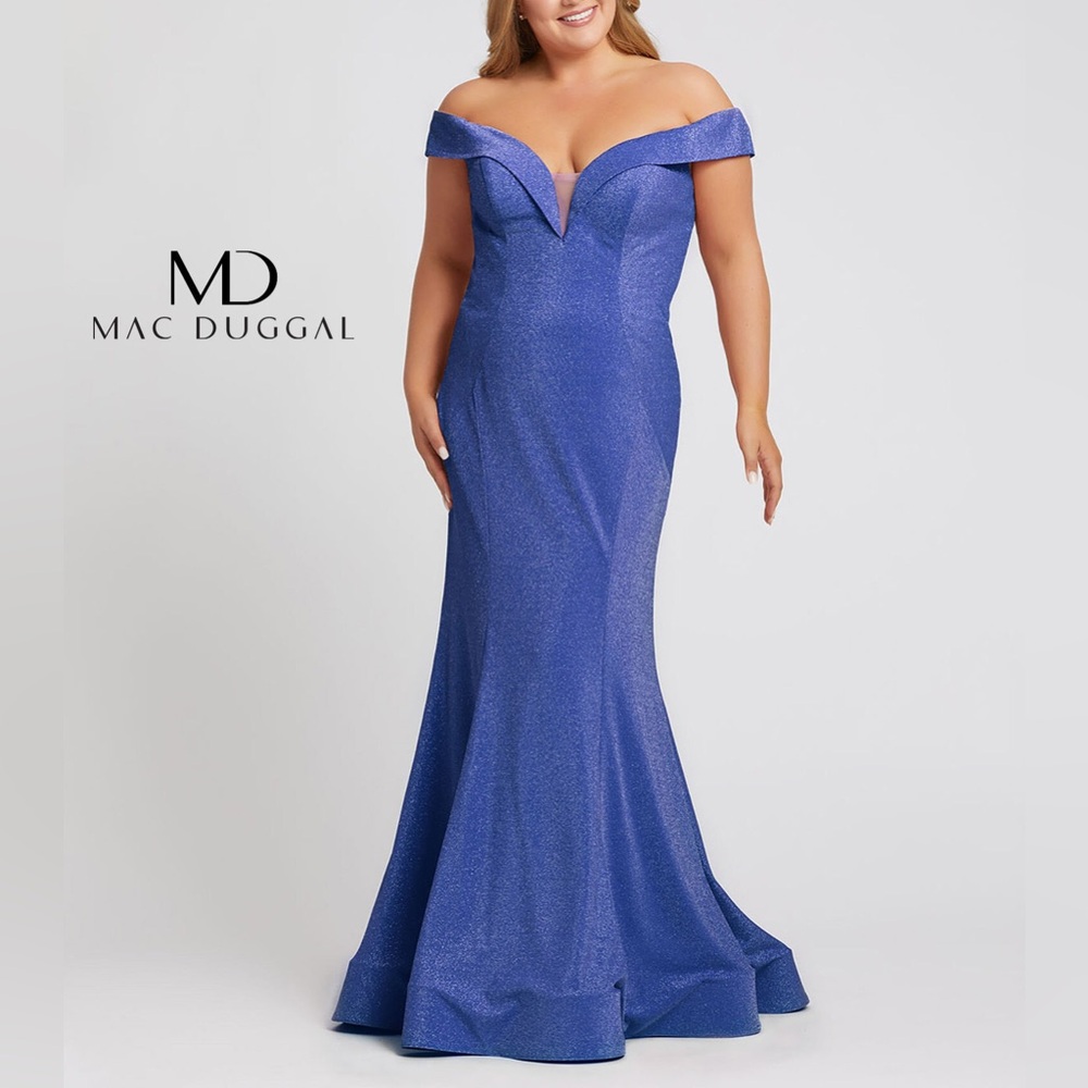 Mac Duggal Royal Blue Off-Shoulder Dress